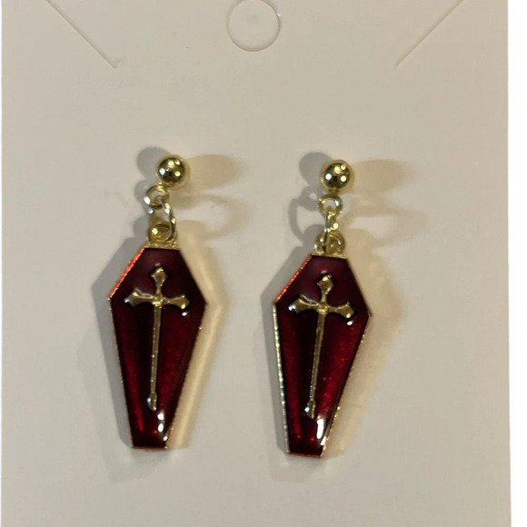 NWT 3 for $20 Ruby Red Coffin Pierced Dangle Earrings “you pick 3” - Picture 4 of 4